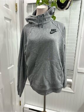 Nike Gray Pullover Hoodie with High Collar